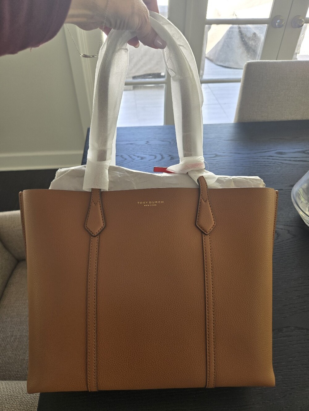 Tory Burch Cognac Pebbled Leather Tote - Picture 1 of 3